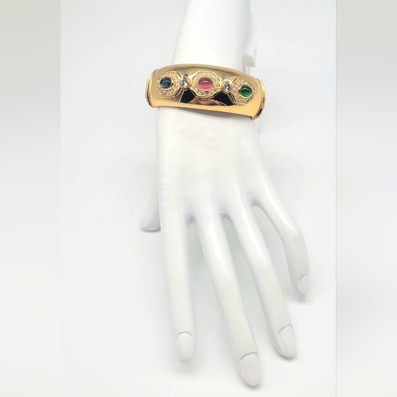 Christian Dior Precious Gemstone Gripoix Glass + Swarovski Crystal Bangle - Picture 6 of 14